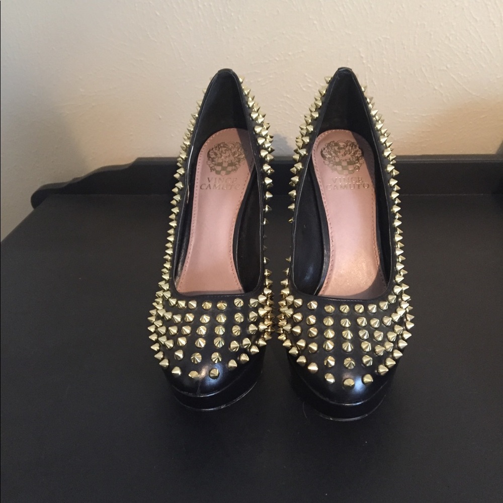 Vince Camuto Black Studded Platform Pumps